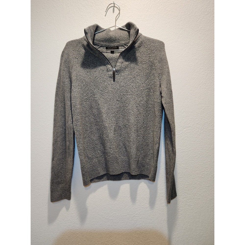 Banana Republic Merino Wool Quarter Zip Sweater Women S Petite Gray